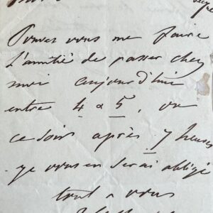 Rare billet du harpiste et compositeur Nicolas-Charles Bochsa, ancien élève de Méhul