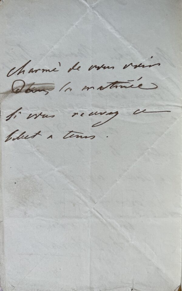 Rare billet du harpiste et compositeur Nicolas-Charles Bochsa, ancien élève de Méhul