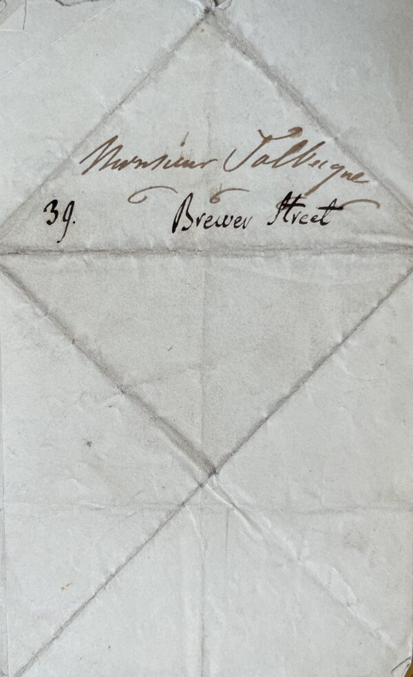 Rare billet du harpiste et compositeur Nicolas-Charles Bochsa, ancien élève de Méhul