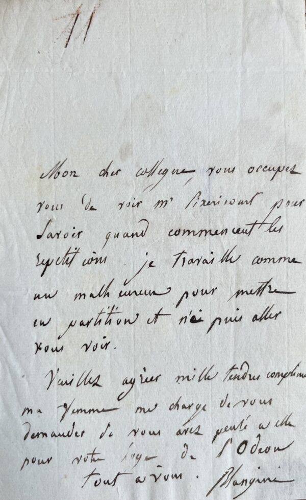 Le compositeur et maître de chapelle italien Felice Blangini prépare un nouvel opéra