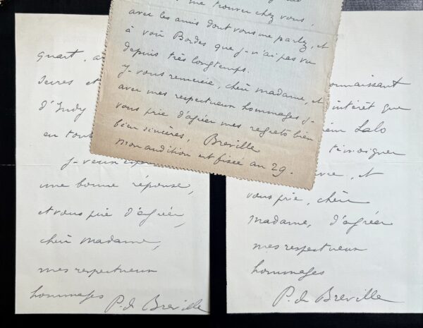 3 lettres de Pierre de Bréville à Mme Lalo