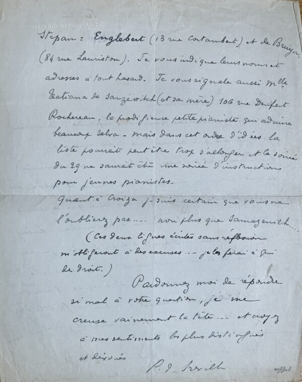 2 intéressantes lettres musicales de Pierre de Bréville