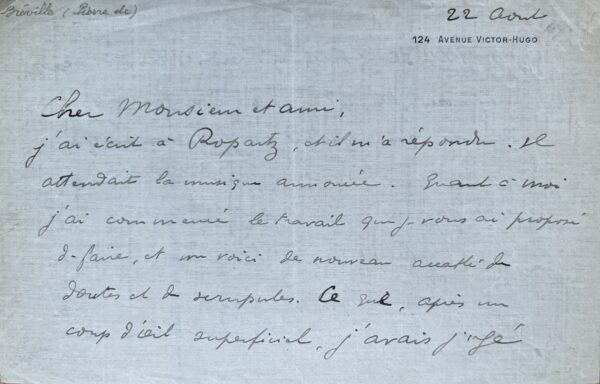 2 intéressantes lettres musicales de Pierre de Bréville