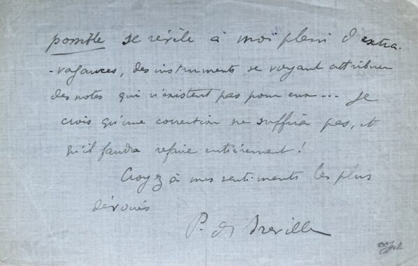2 intéressantes lettres musicales de Pierre de Bréville