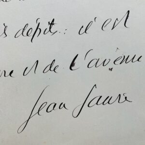 Très important manuscrit de Jean Jaurès sur le socialisme en réaction à son interdiction de venir à Berlin.