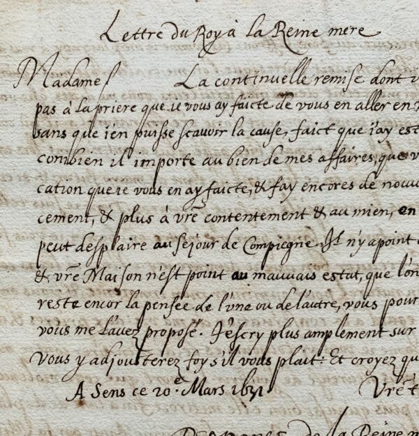 Journée des dupes : copie d'époque de trois lettres historiques de Louis XIII, Richelieu et Marie de Médicis