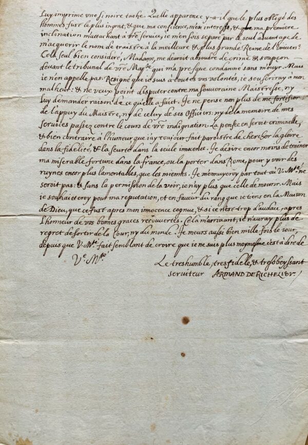 Journée des dupes : copie d'époque de trois lettres historiques de Louis XIII, Richelieu et Marie de Médicis