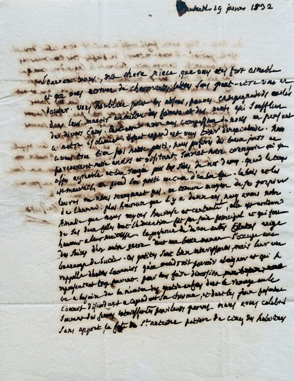 Lettre du botaniste Antoine-Laurent de Jussieu, reclus à Venteuil et presque aveugle