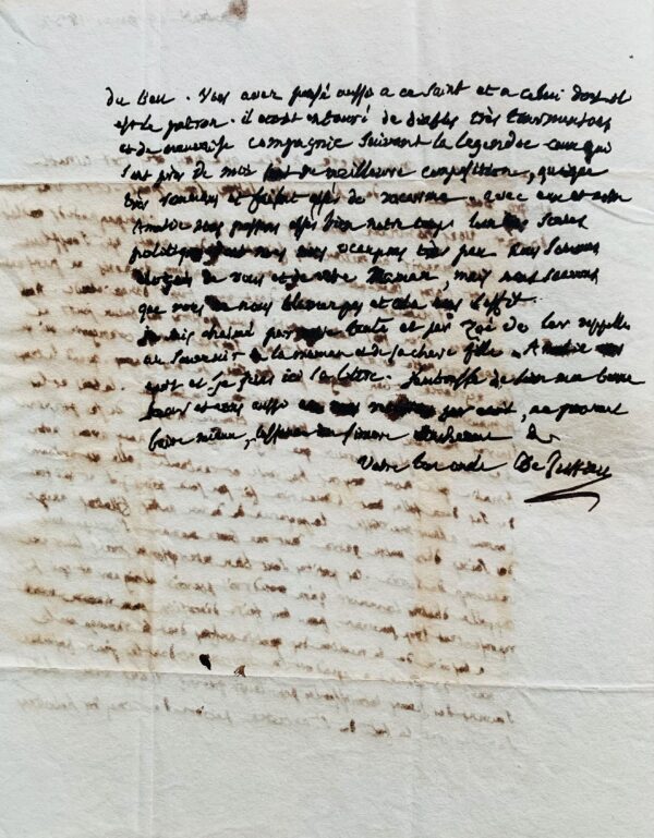 Lettre du botaniste Antoine-Laurent de Jussieu, reclus à Venteuil et presque aveugle