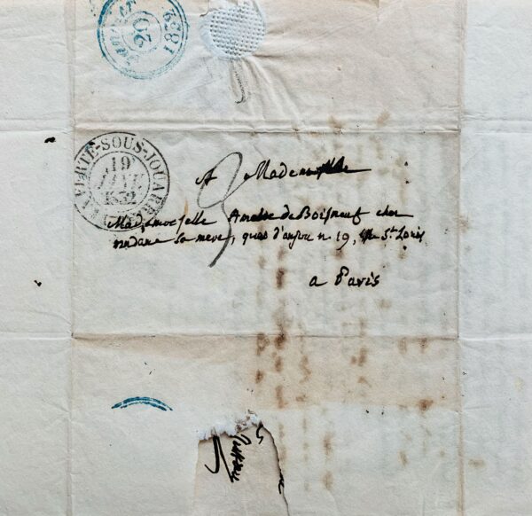 Lettre du botaniste Antoine-Laurent de Jussieu, reclus à Venteuil et presque aveugle