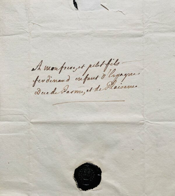 Belle lettre entièrement autographe de Louis XV, au sujet de la petite vérole du prince de Lamballe
