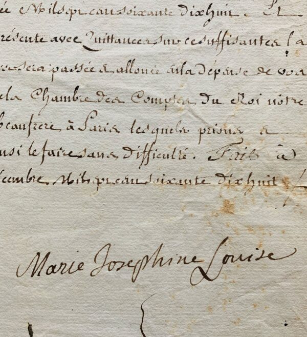 La comtesse de Provence, Marie-Joséphine de Savoie, rétribue sa dame de compagnie, la comtesse de Rastignac