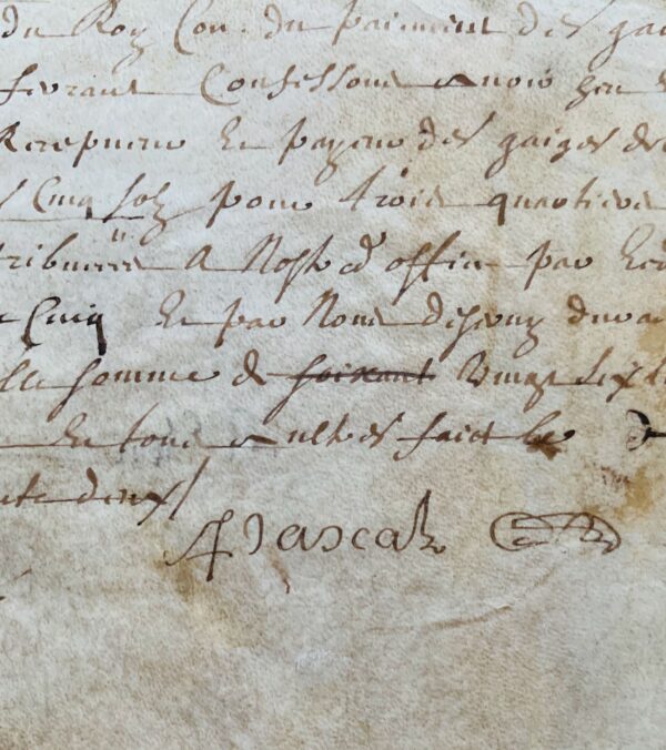 Quittance de 1662 signée par Blaise Pascal, seigneur de Montel