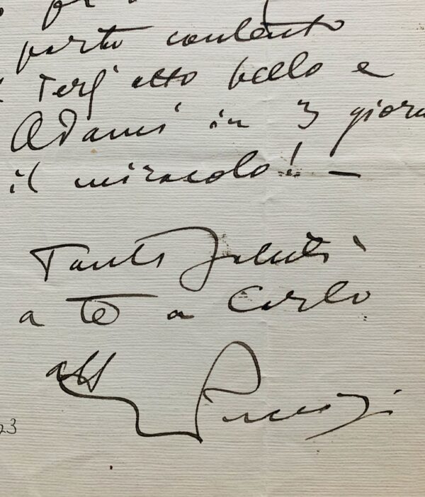 Puccini enthousiasmé du travail d'Adami pour Turandot