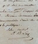 Lettre de Jean-Baptiste Say à Arthus Bertrand après la publication de "De l'Angleterre et des Anglais"