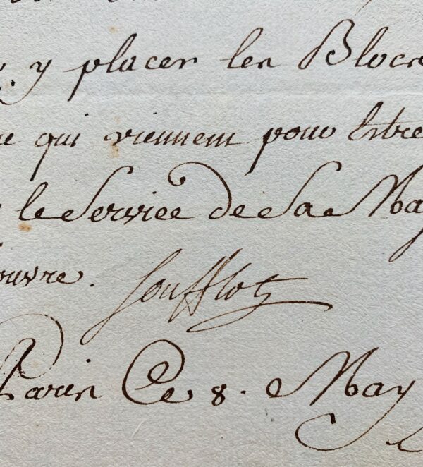 Soufflot donne ses instructions pour des blocs de pierre destinés au Louvre