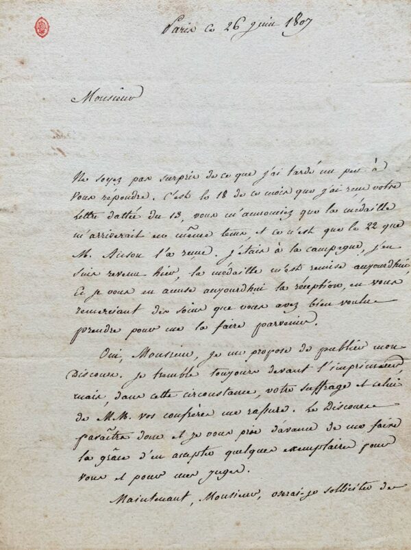 Etienne Vigée reçu à l'Académie de Montauban