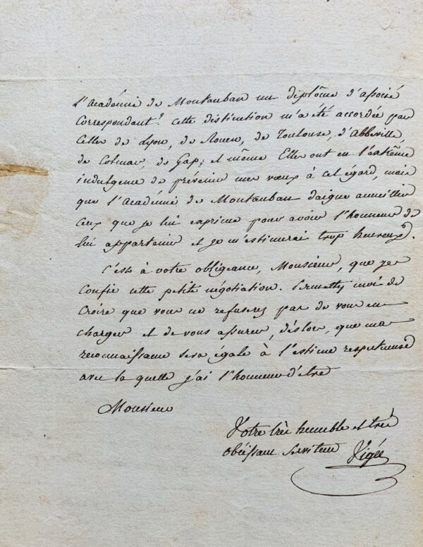 Etienne Vigée reçu à l'Académie de Montauban