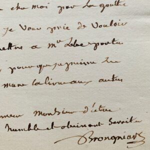 Trois lettres de l'architecte Alexandre-Théodore Brongniart sur l'aménagement de l'Hôtel Nansouty