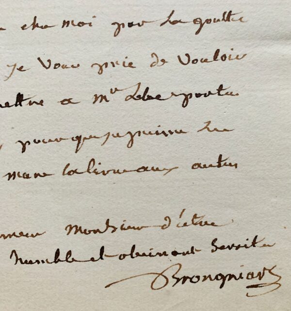 Trois lettres de l'architecte Alexandre-Théodore Brongniart sur l'aménagement de l'Hôtel Nansouty