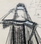 Grand et beau dessin de Bernard Buffet pour un spectacle de Zizi Jeanmaire