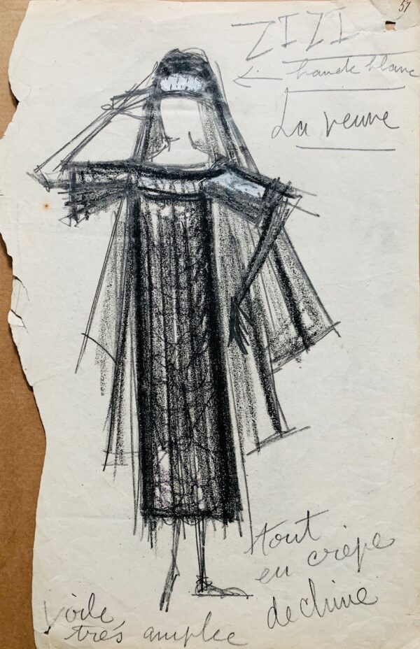 Grand et beau dessin de Bernard Buffet pour un spectacle de Zizi Jeanmaire