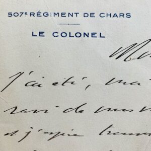 Lettre de 1939 du colonel Charles de Gaulle à Jean Auburtin