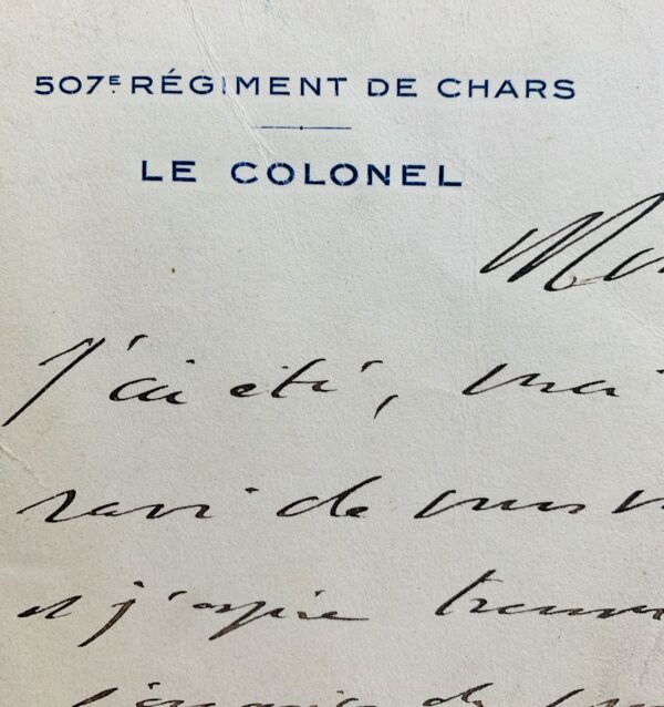 Lettre de 1939 du colonel Charles de Gaulle à Jean Auburtin