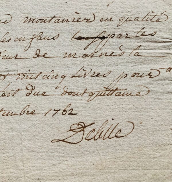 Quittance signée par Jacques Delille pour une pension qui lui est due