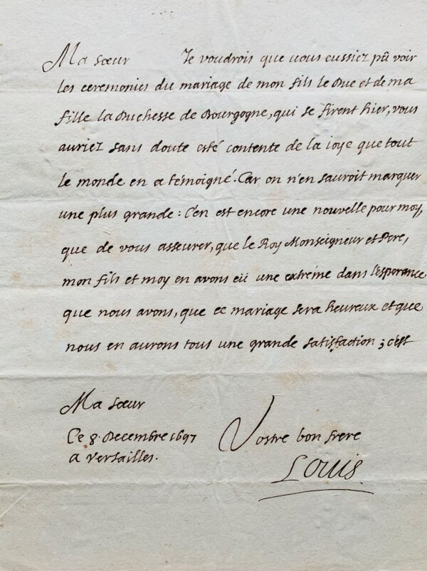 Le Grand Dauphin célèbre le mariage du duc de Bourgogne avec Marie-Adélaïde de Savoie