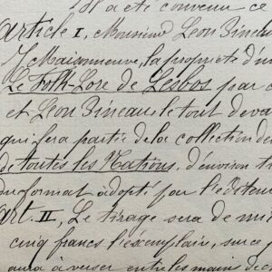 Contrat d'édition du Folklore de Lesbos de Léon Pineau