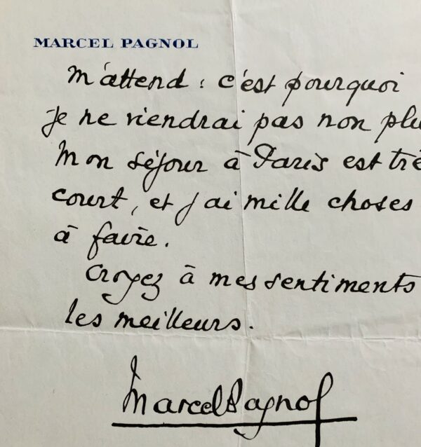 Marcel Pagnol désire s'entretenir avec Michel Simon et Georges Simenon