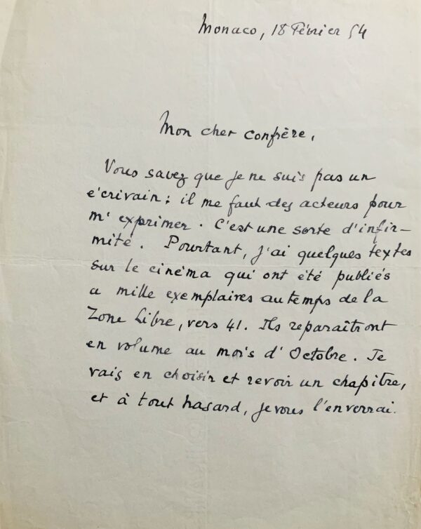 Marcel Pagnol estime ne pas être un écrivain