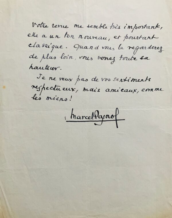 Marcel Pagnol estime ne pas être un écrivain