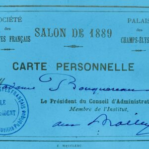 Deux cartes d'entrée aux Salons de 1889 et 1891 pour madame Bouguereau