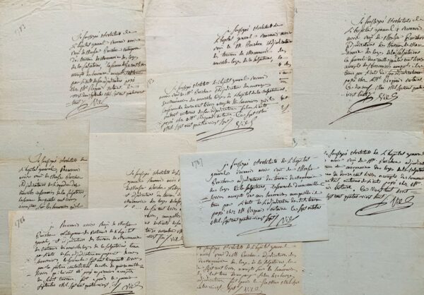 Ensemble de 10 documents de l'architecte Charles-François Viel sur les travaux à la Salpétrière