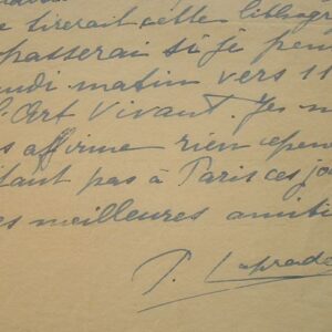 Pierre Laprade écrit au sujet de l'Art Vivant.