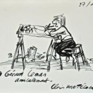 Dessin original (autoportrait) de Claire Bretécher avec lettre.