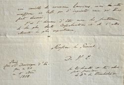 Longue lettre de recommandation d'Alexander von Humboldt.