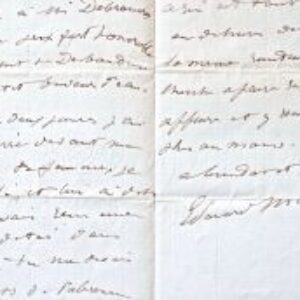 Très belle lettre de Manet à Zacharie Astruc sur la vente de deux tableaux.