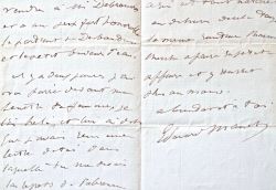 Très belle lettre de Manet à Zacharie Astruc sur la vente de deux tableaux.
