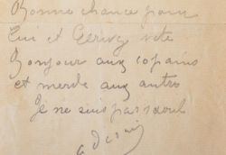 Étonnante lettre scabreuse et délirante d'André Derain.