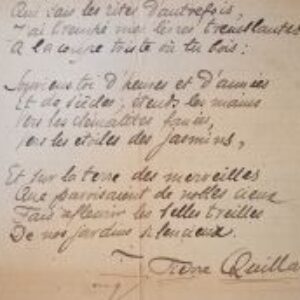 Manuscrit d'un célèbre poème de Pierre Quillard dédié à Rémy de Gourmont.