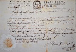 Deux certificats pour l'aumônier de Napoléon à Saint-Hélène, l'abbé Vignali.