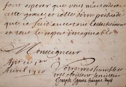 L'évêque d'Apt, Joseph Ignace de Foresta, soutient un prêtre de son diocèse.