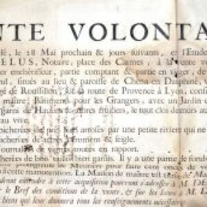 Vente de 3 domaines séricicoles en Ardèche en 1782.