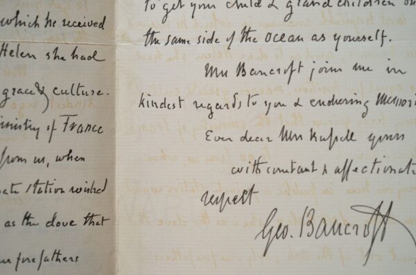 L'historien américain George Bancroft regrette le départ d'un diplomate.