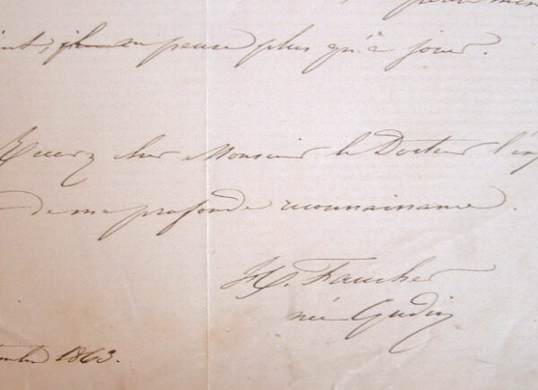 Hermine Gudin reconnaissante offre un tableau.