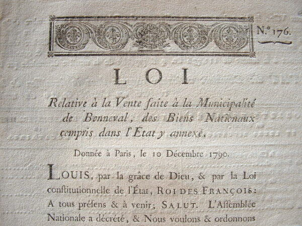 Vente de domaines nationaux aux municipalités d'Eure-et-Loir.