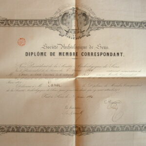 Diplôme de la Société Archéologique de Sens.